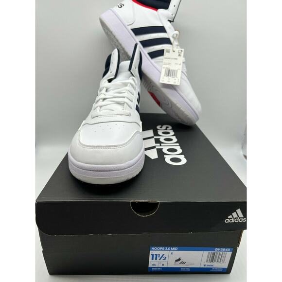 Adidas Hoops 3.0 Mid Classic Vintage Men's Cloud White Shoes Size 11.5 NIB.🛒